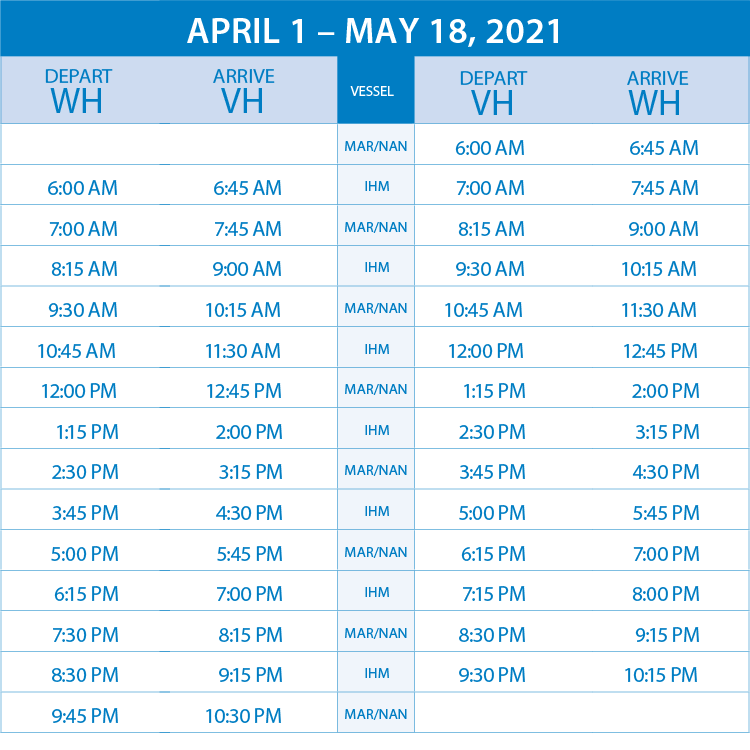 schedule march to may