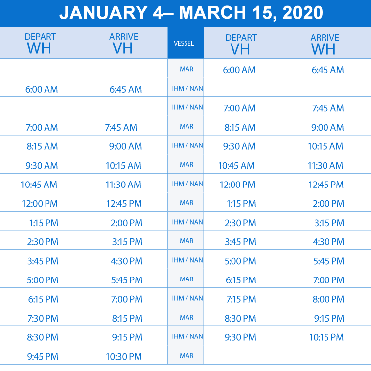 schedule jan to march