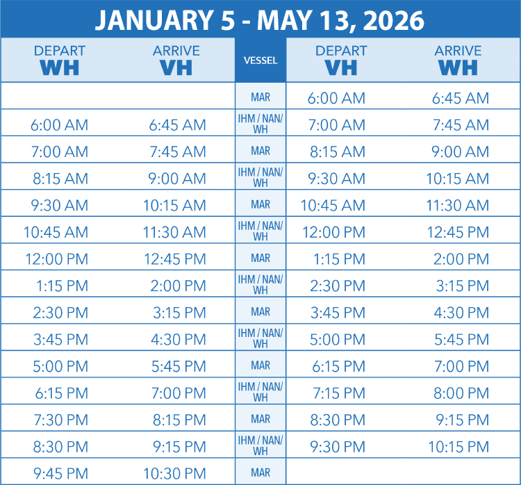 schedule jan to may 2026