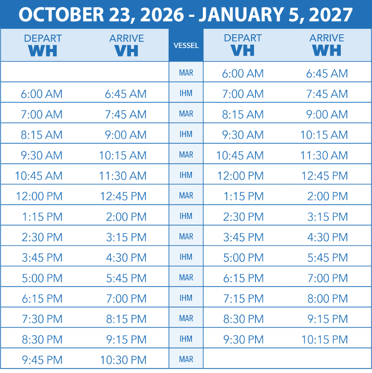 schedule oct to jan 2027