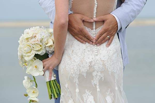 oceanview wedding bride groom heart
