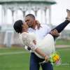 african american couple engaged kissing